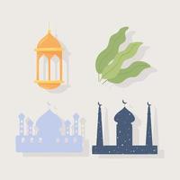 muslim temple and lantern vector