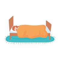 girl resting in the bed vector