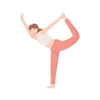 mujer haciendo yoga vector