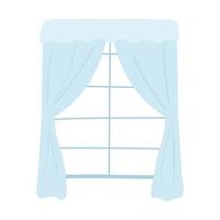 blue curtains in window vector