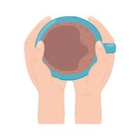 hands with coffee cup vector