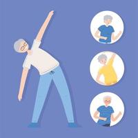 old people making physical activity vector