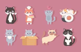 set cute kitty vector