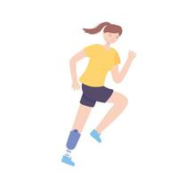 girl running with a prosthesis leg vector