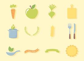 fresh produce icon set vector