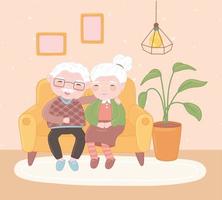 cute old couple vector