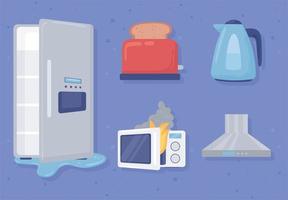 damaged appliances set vector