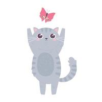 lindo gato con mariposa vector