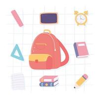 backpack and school icons vector