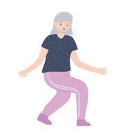 old woman doing exercises vector