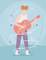 girl learning play a guitar vector