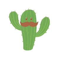 cute cactus with moustache vector