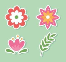 conjunto de flores pegatinas vector