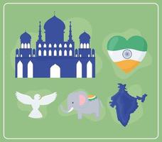 set of indian stuffs vector