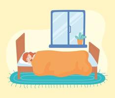 girl lying on the bed vector