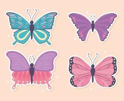 set of cartoon butterfly vector