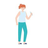 woman with toothbrush vector