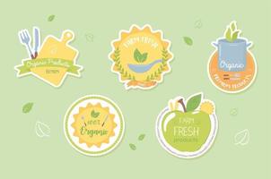 set of organic food vector