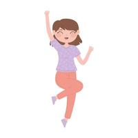 girl with hand up smiling vector