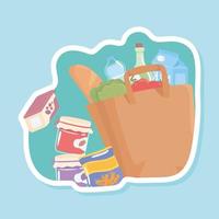 grocery bag and ingredients vector