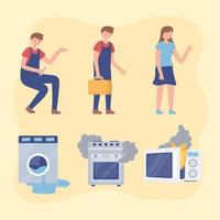 damaged appliances people vector