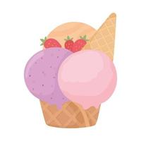 kawaii ice cream scoops in bowl 685677 Vector Art at Vecteezy