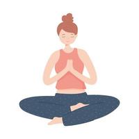 woman in meditation yoga vector