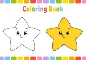 Star. Coloring book for kids. Cheerful character. Vector illustration. Cute cartoon style. Hand drawn. Fantasy page for children. Isolated on white background.