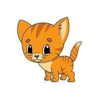 Orange kitten. Cute flat vector illustration in childish cartoon style. Funny character. Isolated on white background.