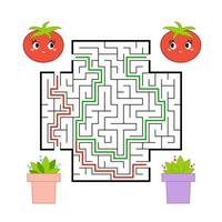 Funny maze. Game for kids. Puzzle for children. Cartoon style. Labyrinth conundrum. Color vector illustration. The development of logical and spatial thinking.