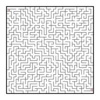 Difficult large square maze. Game for kids and adults. Puzzle for children. Labyrinth conundrum. Flat vector illustration isolated on white background.