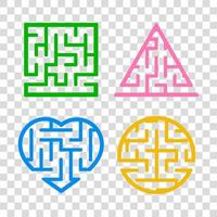 A set of mazes. Game for kids. Puzzle for children. Labyrinth conundrum. Vector illustration.