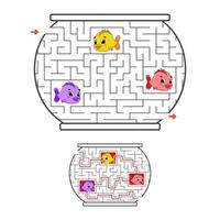 Funny maze. Game for kids. Puzzle for children. Cartoon style. Labyrinth conundrum. Color vector illustration. The development of logical and spatial thinking.