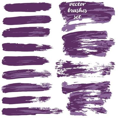 Collection of paint, ink brush strokes, brushes, blots