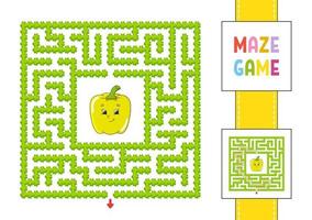 Maze. Game for kids. Funny labyrinth. Education developing worksheet. Activity page. Puzzle for children. Cute cartoon style. Riddle for preschool. Logical conundrum. Color vector illustration.