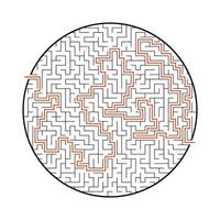 Abstract round maze. Game for kids. Puzzle for children. One entrance, one exit. Labyrinth conundrum. Flat vector illustration isolated on white background. With answer.