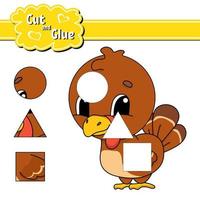 Cut and glue. Education developing worksheet. Activity page. Game for children. Isolated vector illustration in cute cartoon style.