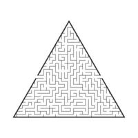 Complicated large triangular labyrinth. Game for kids and adults. Puzzle for children. Labyrinth conundrum. Flat vector illustration isolated on white background.