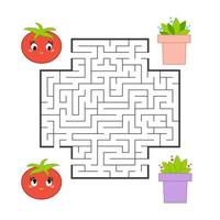 Funny maze. Game for kids. Puzzle for children. Cartoon style. Labyrinth conundrum. Color vector illustration. The development of logical and spatial thinking.