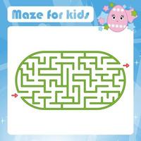 Color oval labyrinth. Kids worksheets. Activity page. Game puzzle for children. Cute cartoon egg. Holiday Easter. Maze conundrum. Vector illustration. With place for your image.