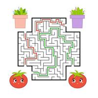 Funny maze. Game for kids. Puzzle for children. Cartoon style. Labyrinth conundrum. Color vector illustration. The development of logical and spatial thinking.