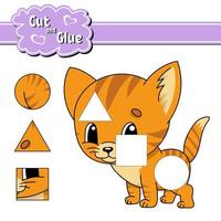 Cut and glue. Education developing worksheet. Activity page. Game for children. Isolated vector illustration in cute cartoon style.