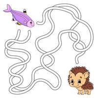 Funny maze. Game for kids. Puzzle for children. Cartoon style. Labyrinth conundrum. Color vector illustration. Find the right path. The development of logical and spatial thinking.