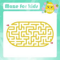 Color oval labyrinth. Kids worksheets. Activity page. Game puzzle for children. Cute cartoon egg. Holiday Easter. Maze conundrum. Vector illustration. With place for your image.