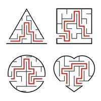 A set of mazes. Game for kids. Puzzle for children. Labyrinth conundrum. Vector illustration.