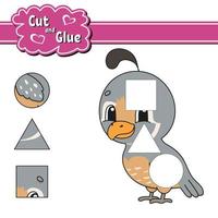 Cut and glue. Education developing worksheet. Activity page. Game for children. Isolated vector illustration in cute cartoon style.