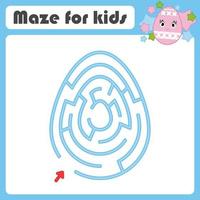 Color oval labyrinth. Kids worksheets. Activity page. Game puzzle for children. Cute egg, Easter, holiday. Maze conundrum. Vector illustration.