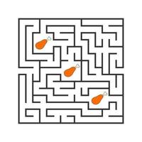 Funny maze. Game for kids. Puzzle for children. Cartoon style. Labyrinth conundrum. Color vector illustration. The development of logical and spatial thinking.