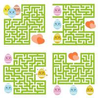 A set of mazes. Cartoon style. Visual worksheets. Activity page. Game for kids. Puzzle for children. Maze conundrum. Color vector illustration.