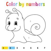 Color by numbers. Coloring book for kids. Cheerful character. Vector illustration. Cute cartoon style. Hand drawn. Fantasy page for children. Isolated on white background.